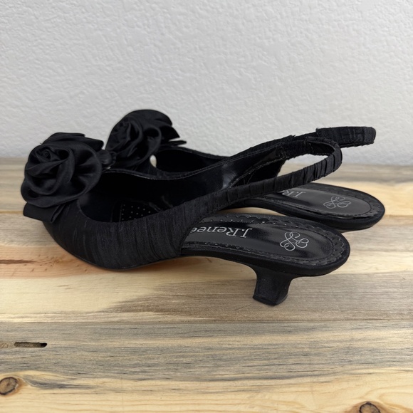 J.Renee Black Slingback Satin Slip On Kitten Heel Dress Shoe Size 7 - Picture 7 of 14